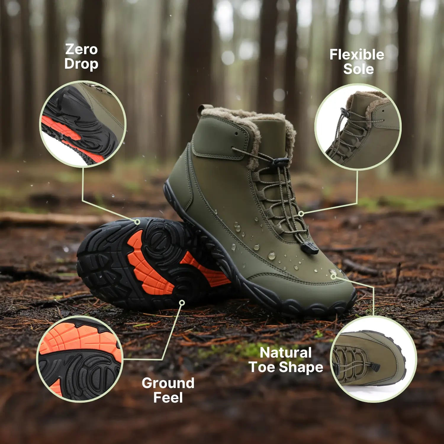 Polaris HydroTex™ – 99.7% Waterproof & Anti-Slip Winter Barefoot Shoes with Cozy Fleece Lining (Unisex)