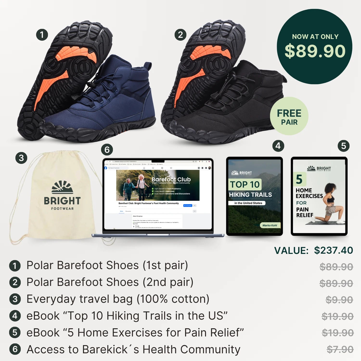 Polar - Non-slip & water-resistant winter barefoot shoes (Unisex) (BOGO)