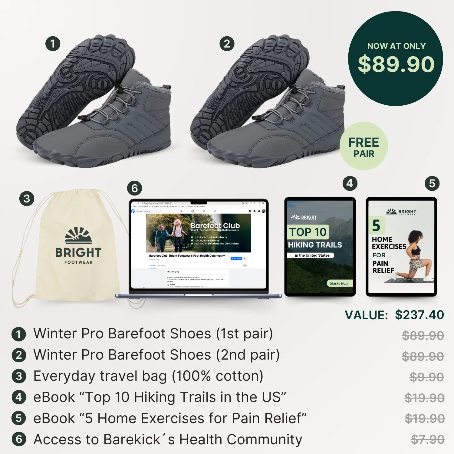 Winter Pro - Healthy, Warm & Water-Resistant Barefoot Shoes (BOGO)