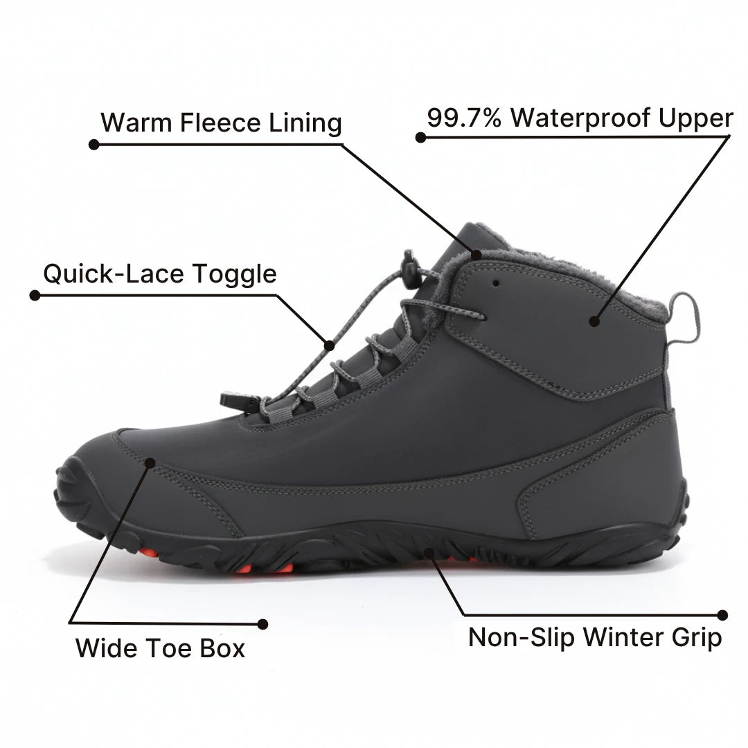 Polaris HydroTex™ – 99.7% Waterproof & Slip-Resistant Winter Barefoot Boots with Cozy Fleece Lining (Unisex)