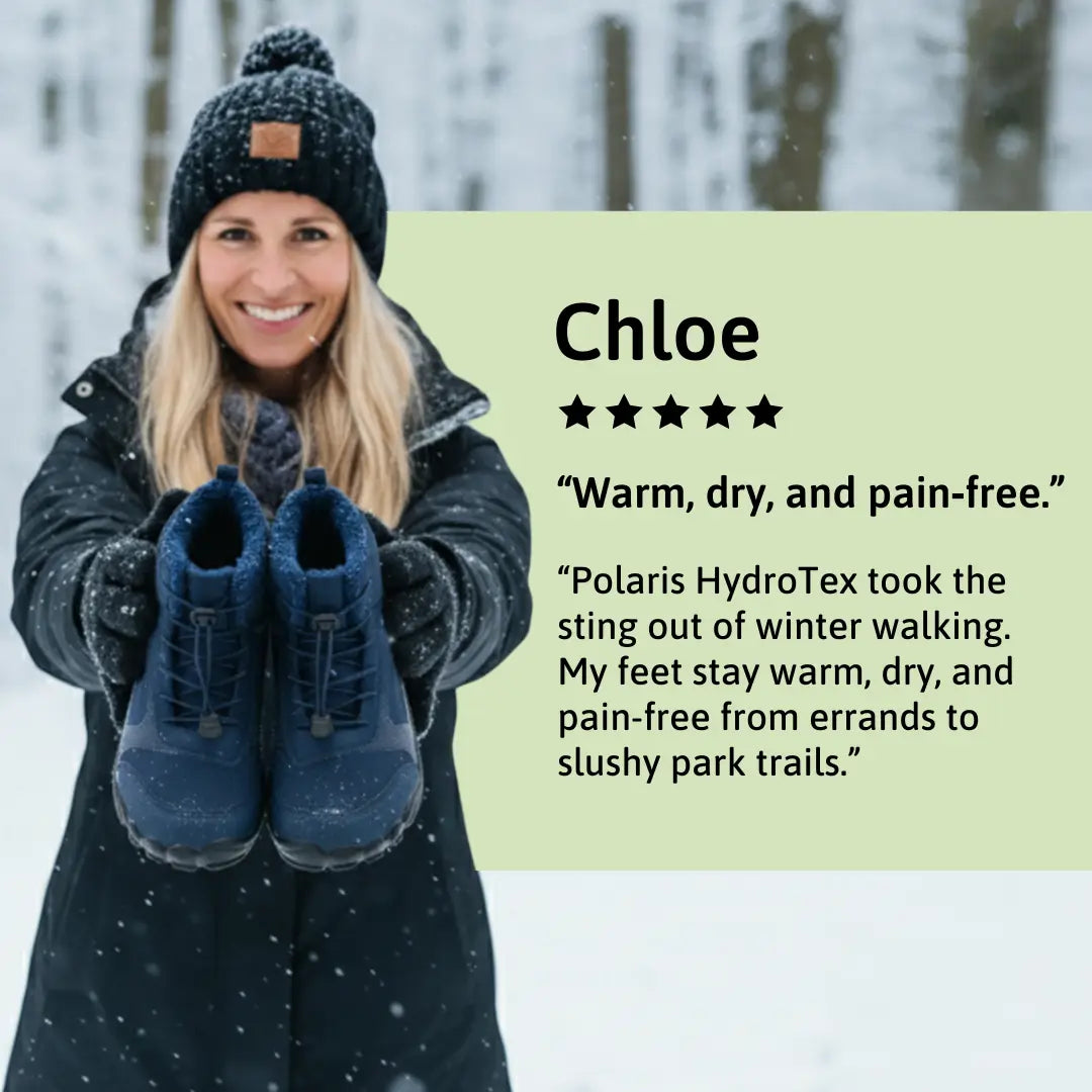 Polaris HydroTex™ – 99.7% Waterproof & Anti-Slip Winter Barefoot Shoes with Cozy Fleece Lining (Unisex)