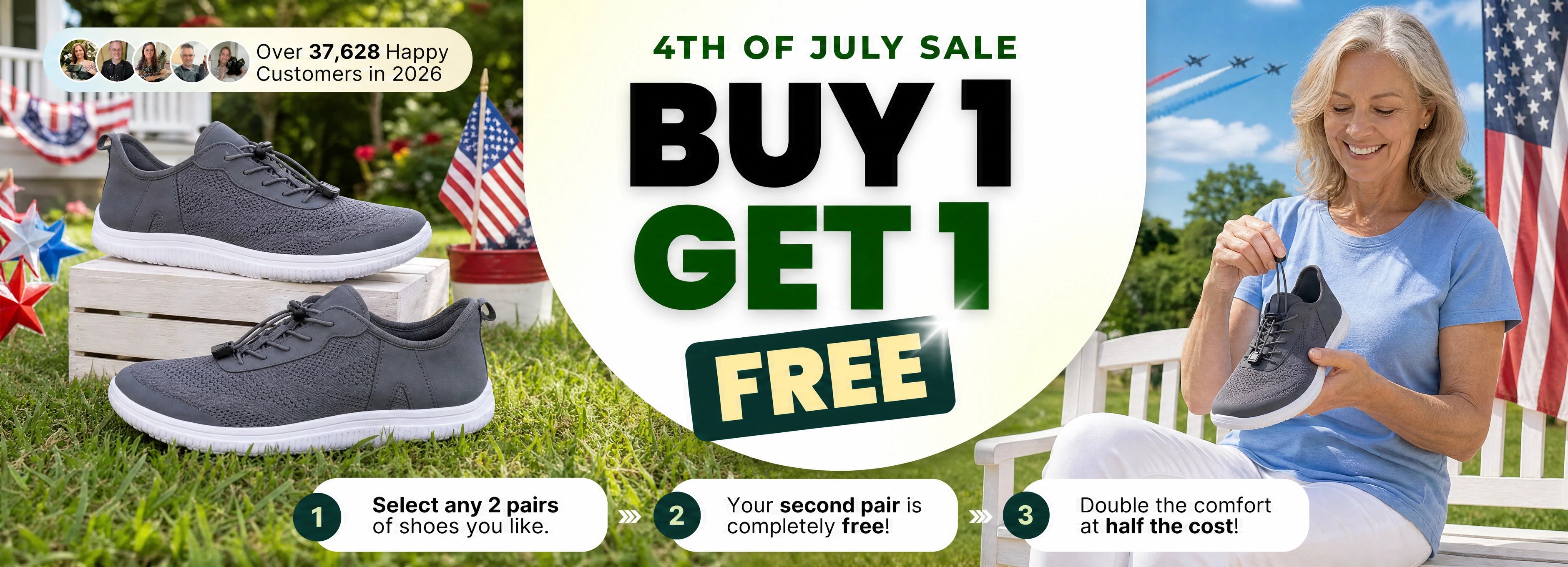 Bright Footwear 4th of July Sale BOGO Desktop Banner