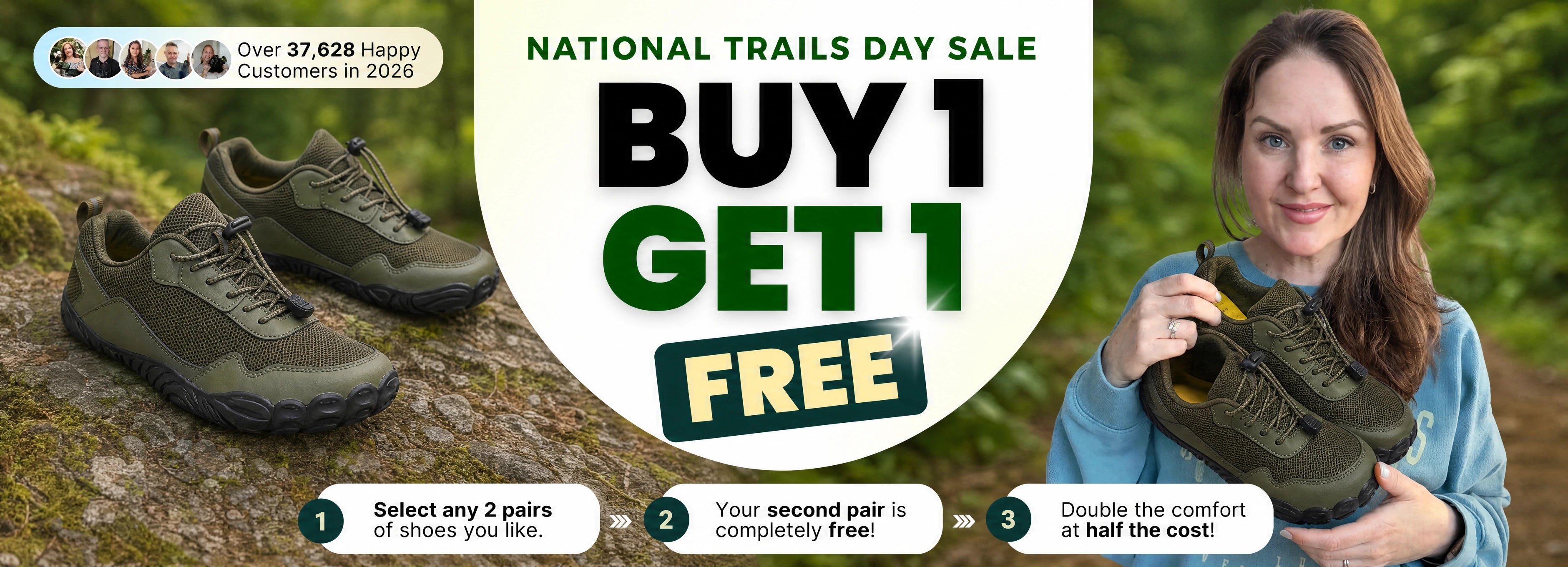 Bright Footwear National Trails Day Sale BOGO Desktop Banner